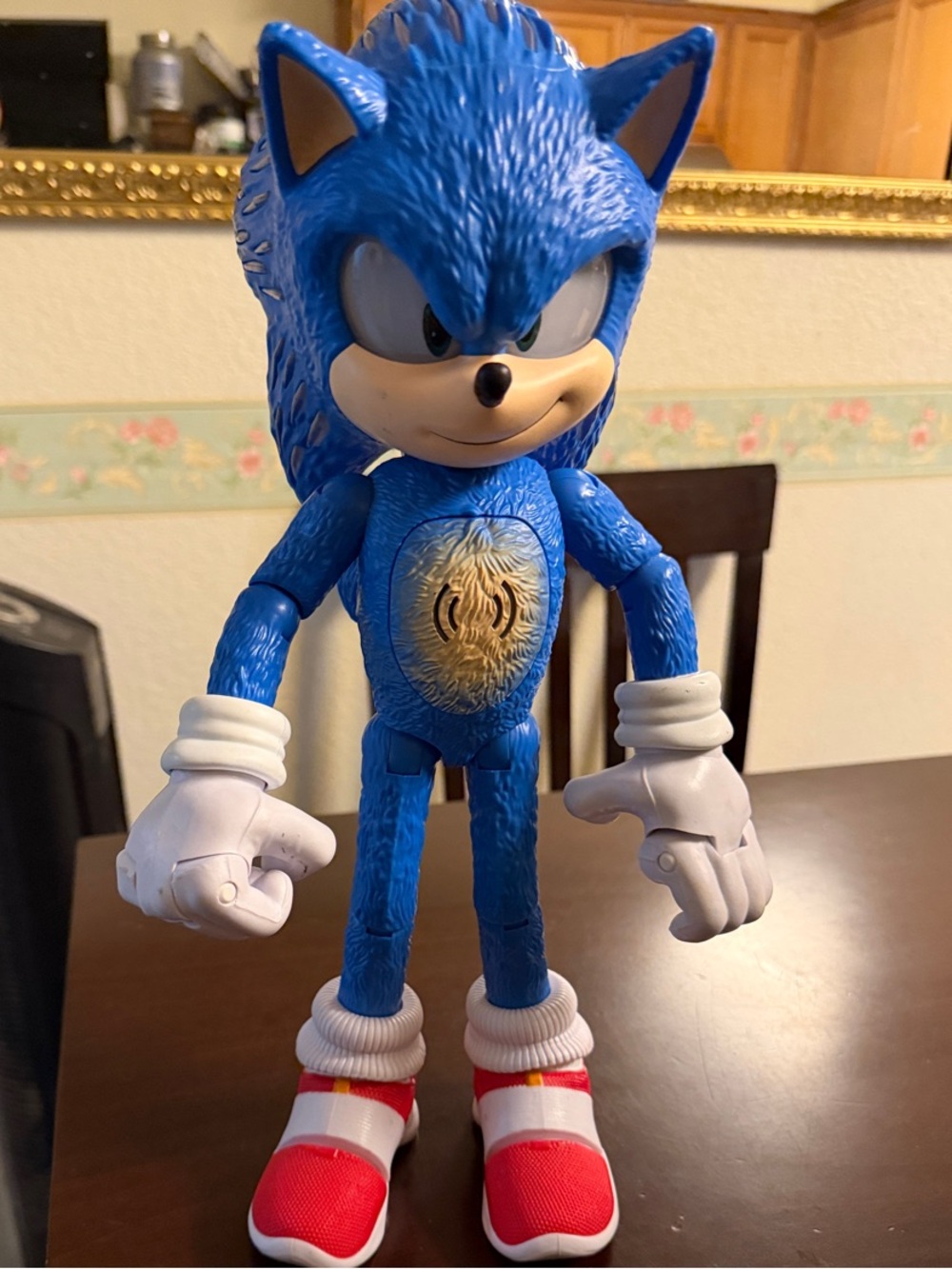 Blue Sonic Action Figure with White Gloves and Red Shoes